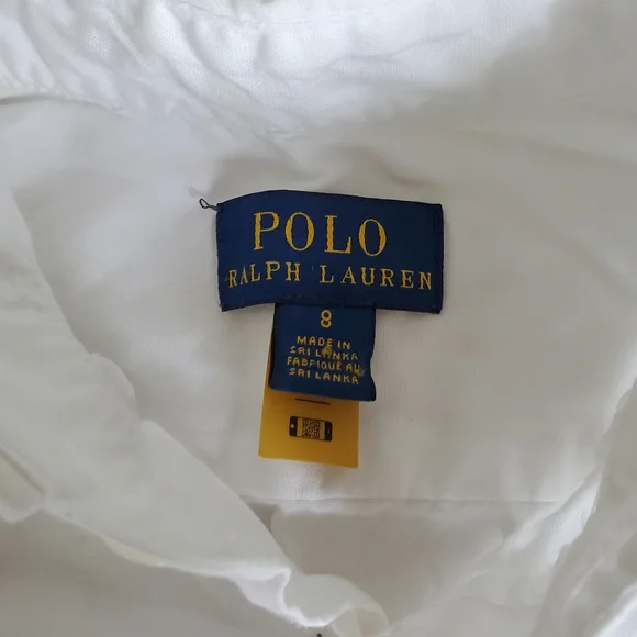 Polo Ralph Lauren girls white short sleeve button down oxford shirt sz 8 - Picture 2 of 2